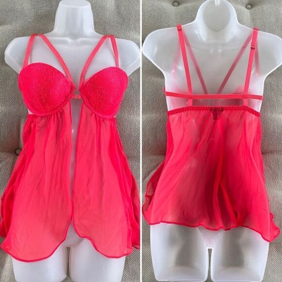 NWOT Victoria’s Secret Red Lace Negligee Teddy 36C - Picture 1 of 6